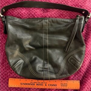 Coach Black Leather SOHO Legacy Bag with Tassle